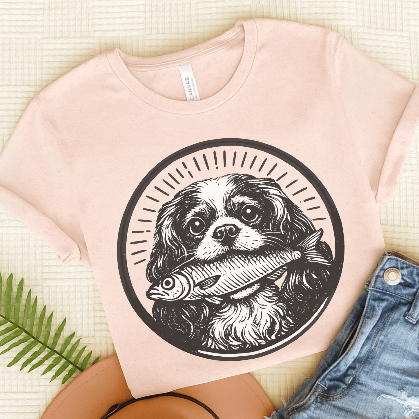 Cavalier King Charles Sardines Unisex TShirt Soft Pink