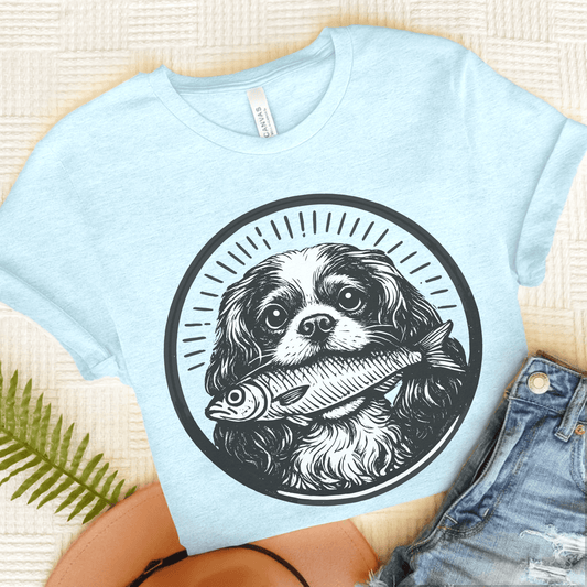 Cavalier King Charles Sardines Unisex TShirt Heather Ice Blue