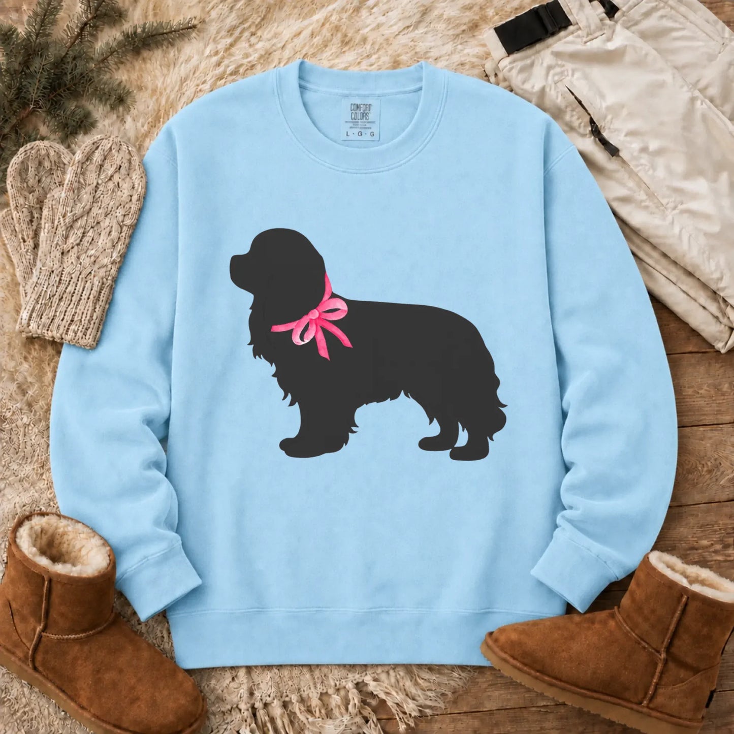 Sweatshirt Chambray / S Cavalier King Charles Silhouette Unisex Sweatshirt