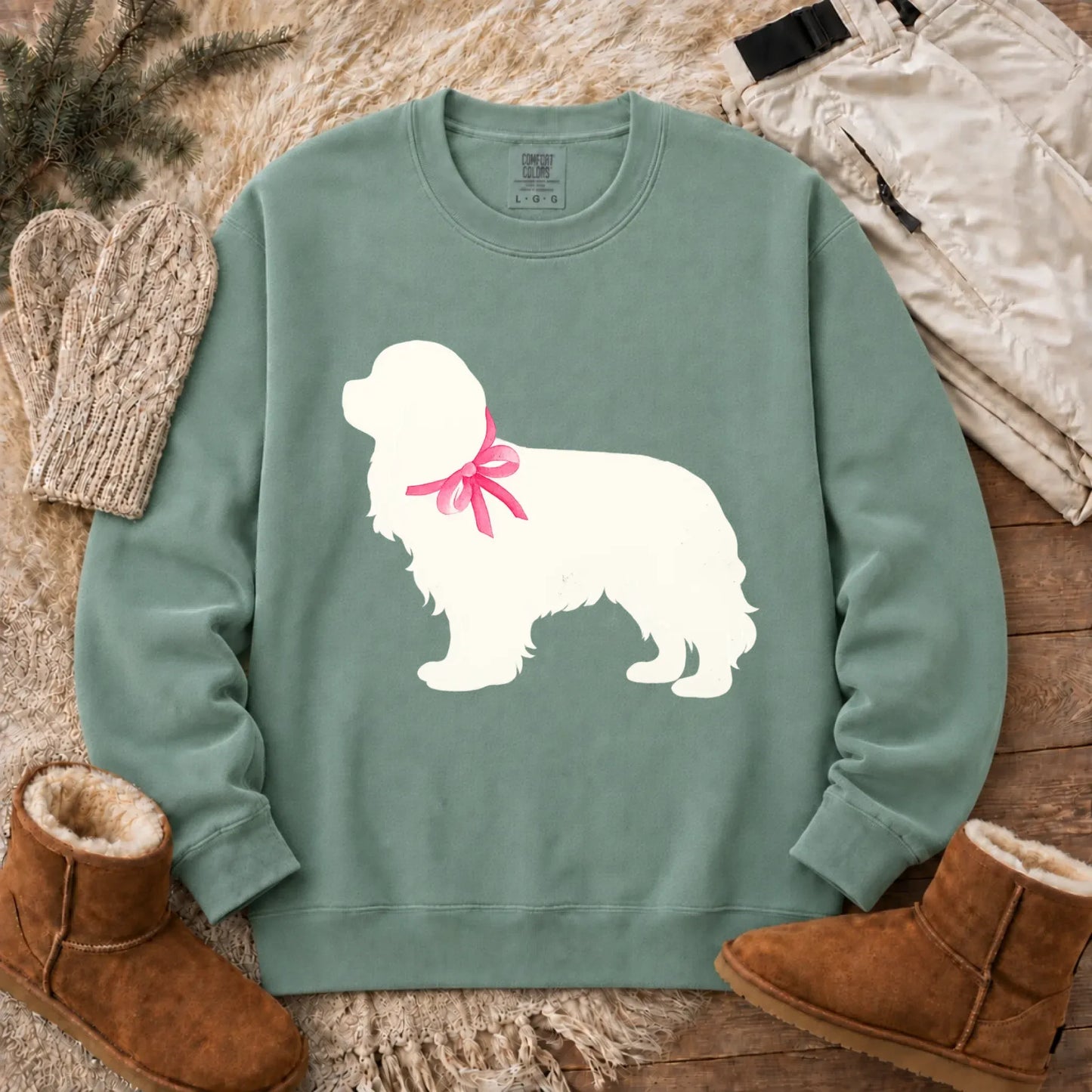 Sweatshirt Light Green / S Cavalier King Charles Silhouette Unisex Sweatshirt