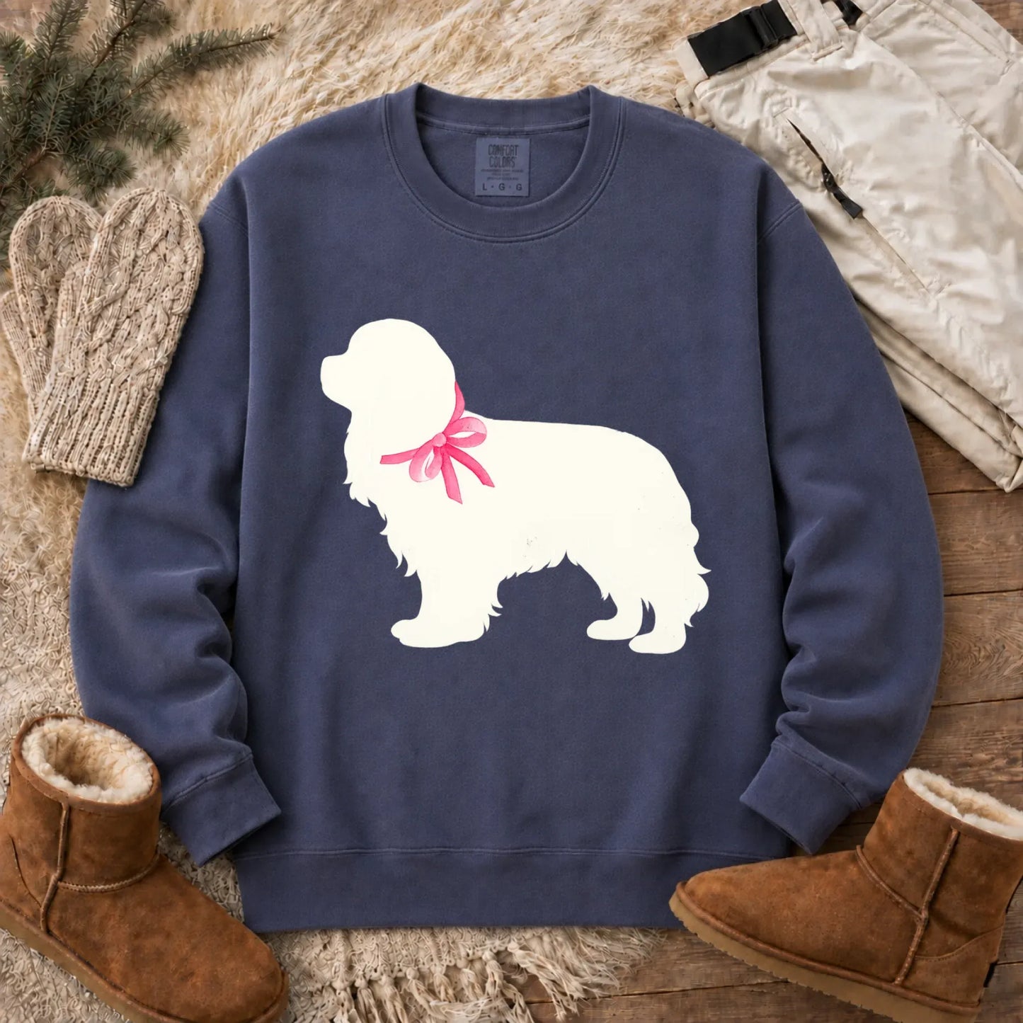 Sweatshirt Denim / S Cavalier King Charles Silhouette Unisex Sweatshirt
