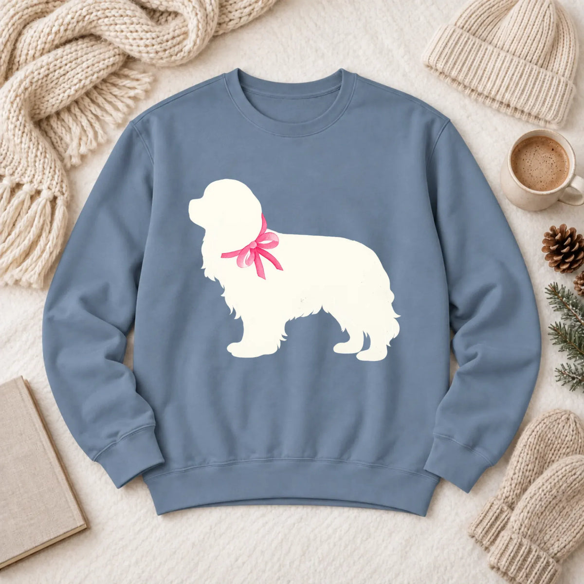 Cavalier King Charles Silhouette Unisex Sweatshirt Blue Jean