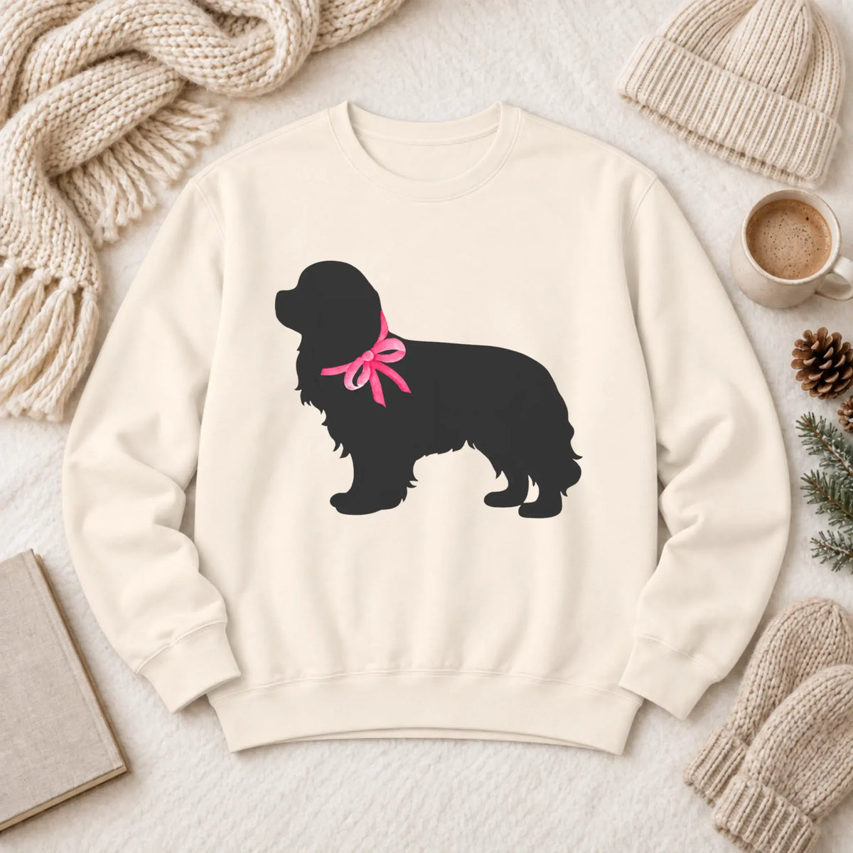 Cavalier King Charles Silhouette Unisex Sweatshirt Ivory