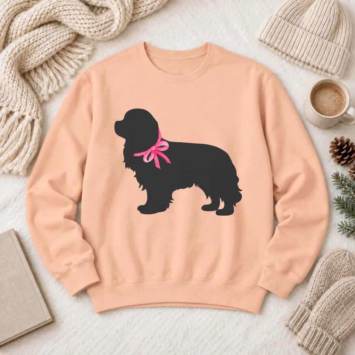 Cavalier King Charles Silhouette Unisex Sweatshirt Peachy