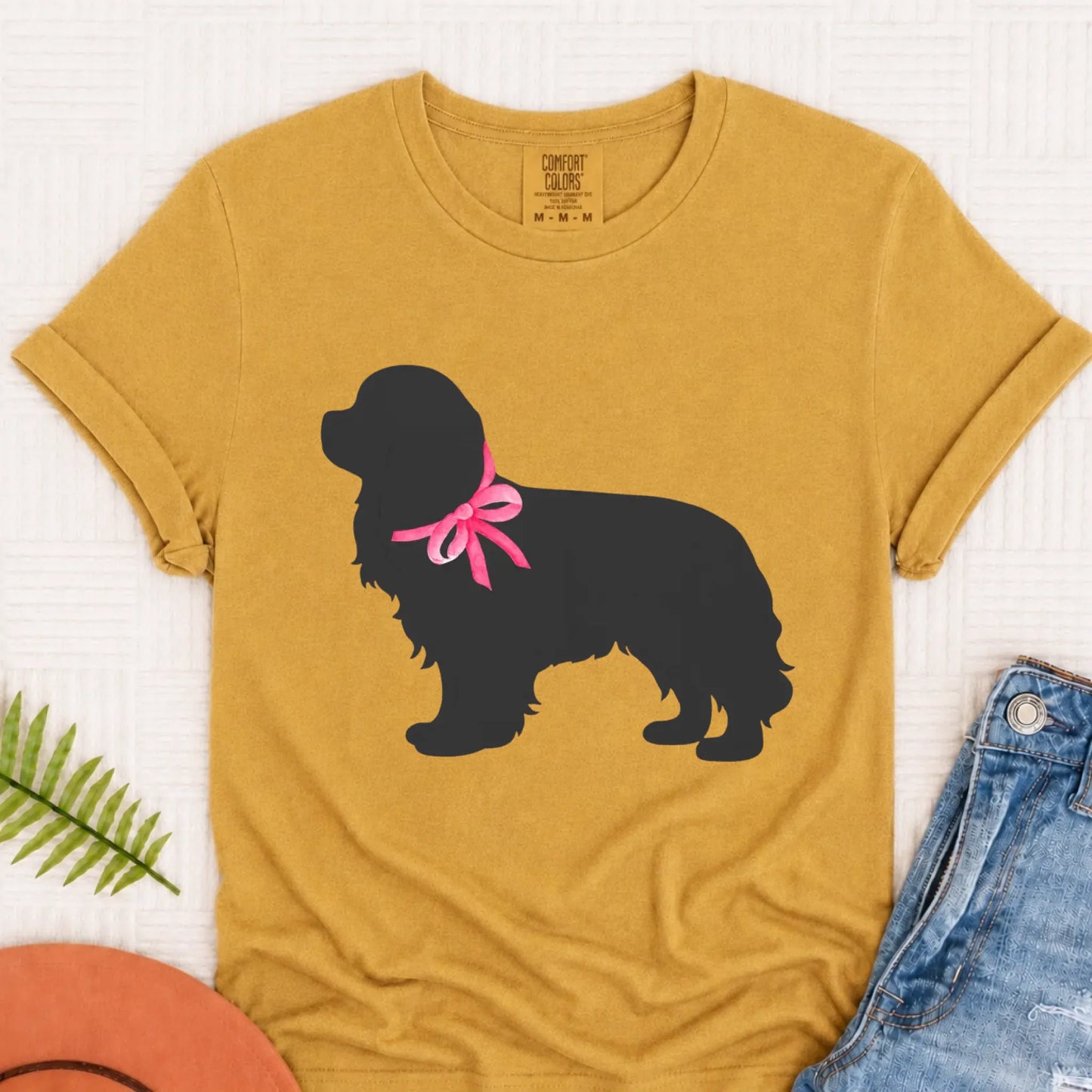 T-Shirt Mustard / S Cavalier King Charles Silhouette Unisex TShirt