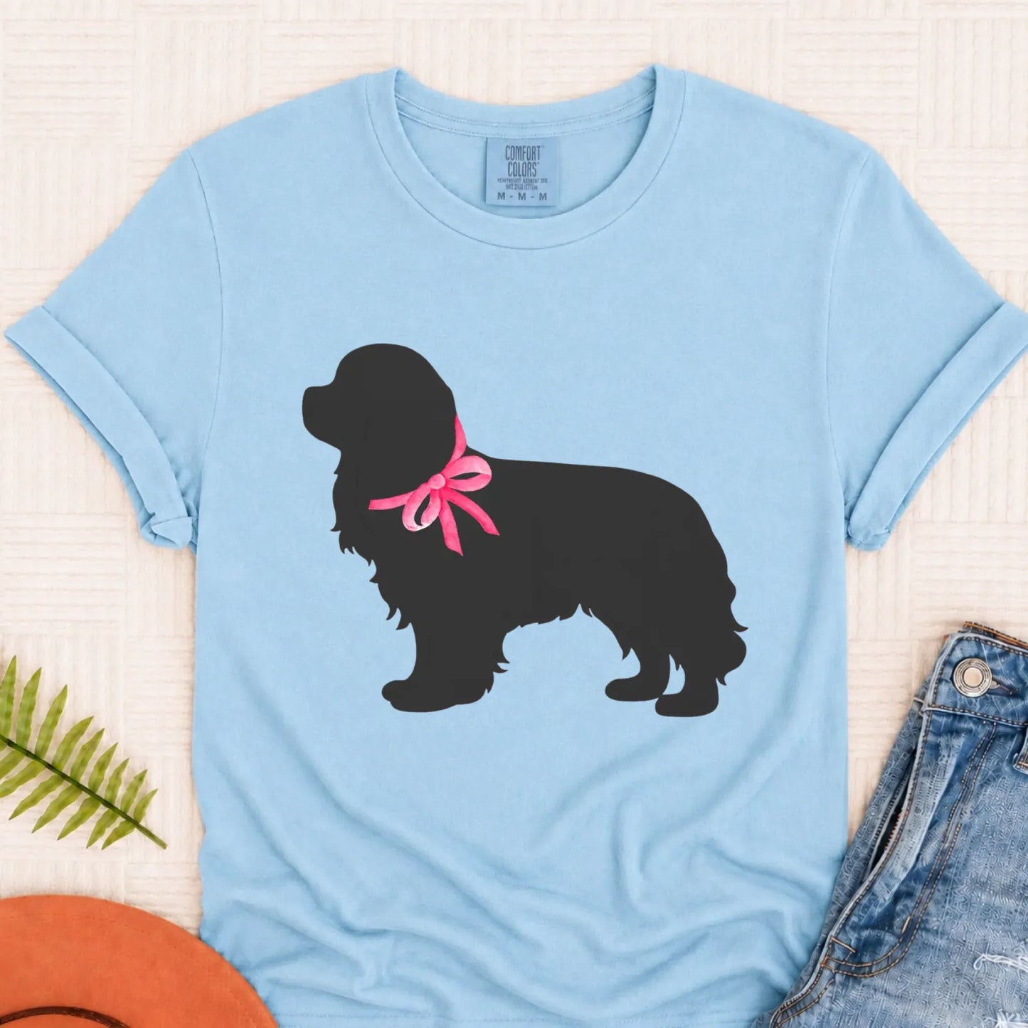 T-Shirt Chambray / S Cavalier King Charles Silhouette Unisex TShirt