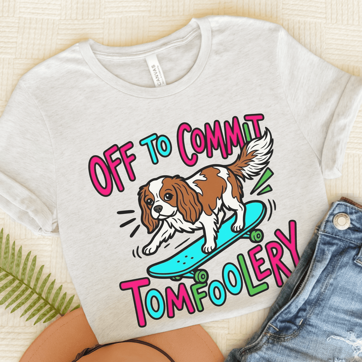 Personalized Cavalier Skateboarding Unisex TShirt Ash