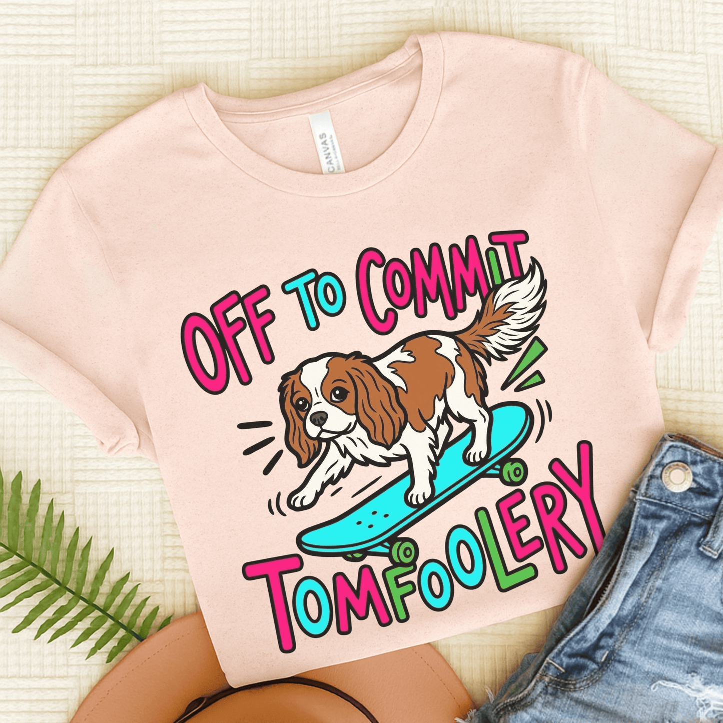 Personalized Cavalier Skateboarding Unisex TShirt Soft Pink