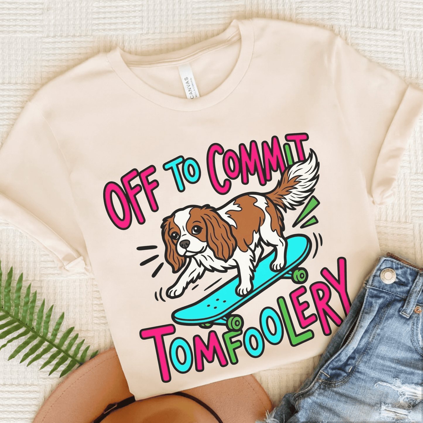 Personalized Cavalier Skateboarding Unisex TShirt Natural