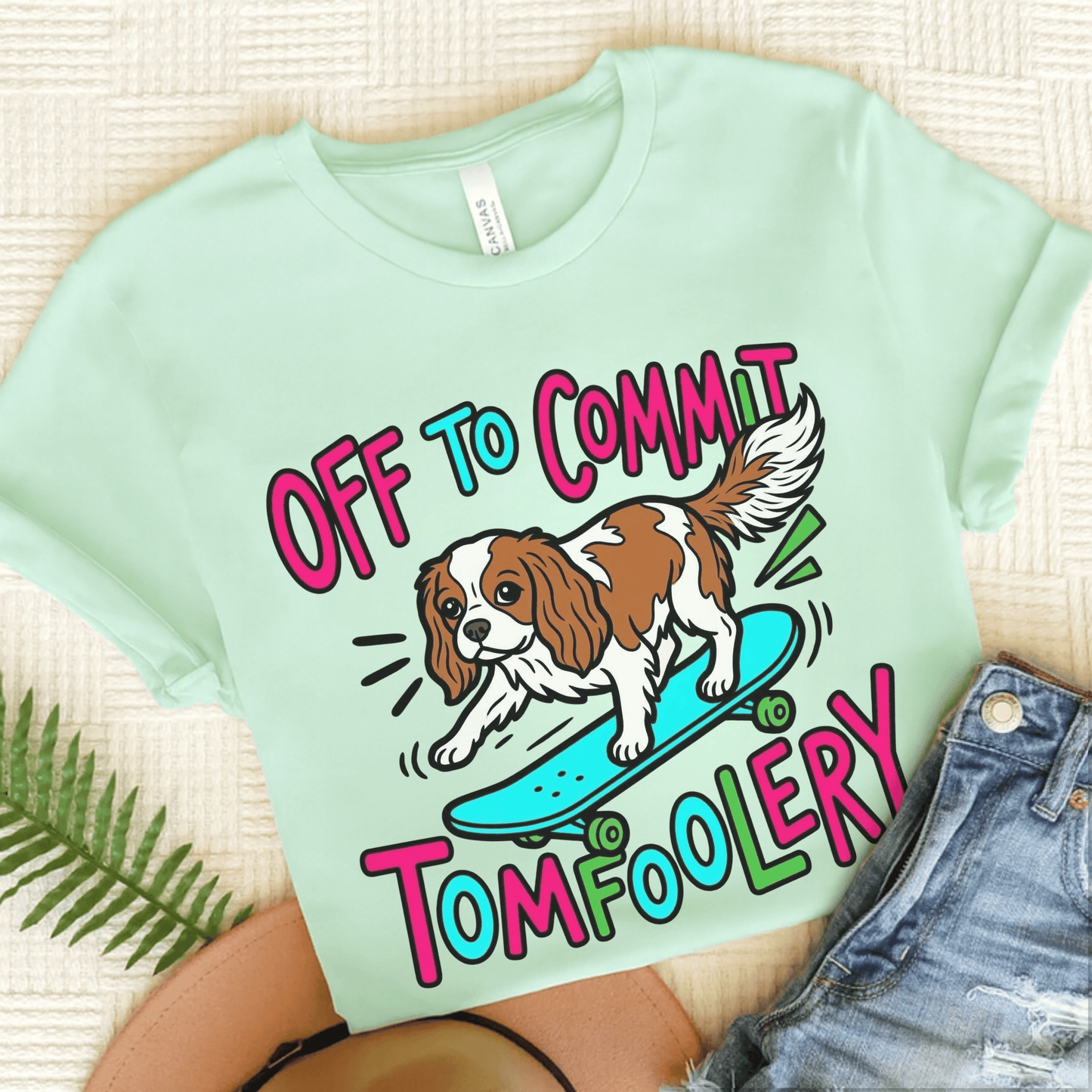 Personalized Cavalier Skateboarding Unisex TShirt Heather Mint