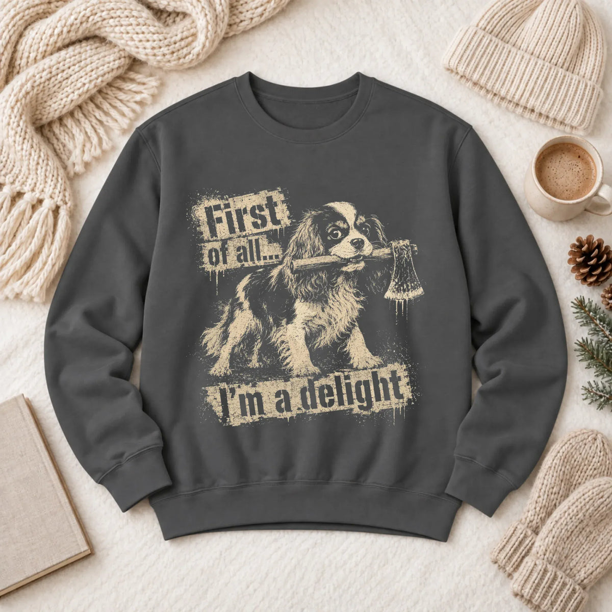 Cavalier King Charles Snarky Delight Unisex Sweatshirt Pepper