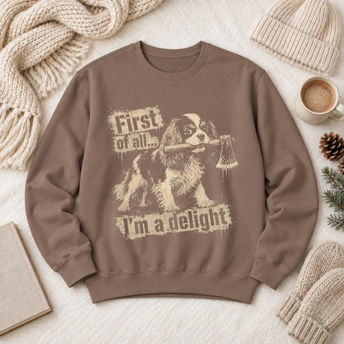Cavalier King Charles Snarky Delight Unisex Sweatshirt Espresso