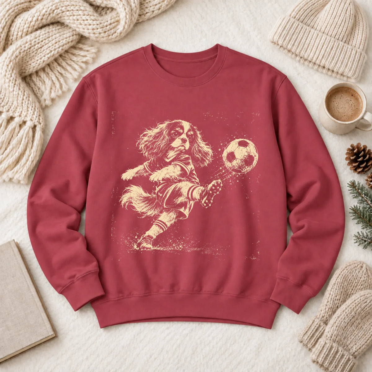 Cavalier King Charles Soccer Ball Unisex Sweatshirt Crimson