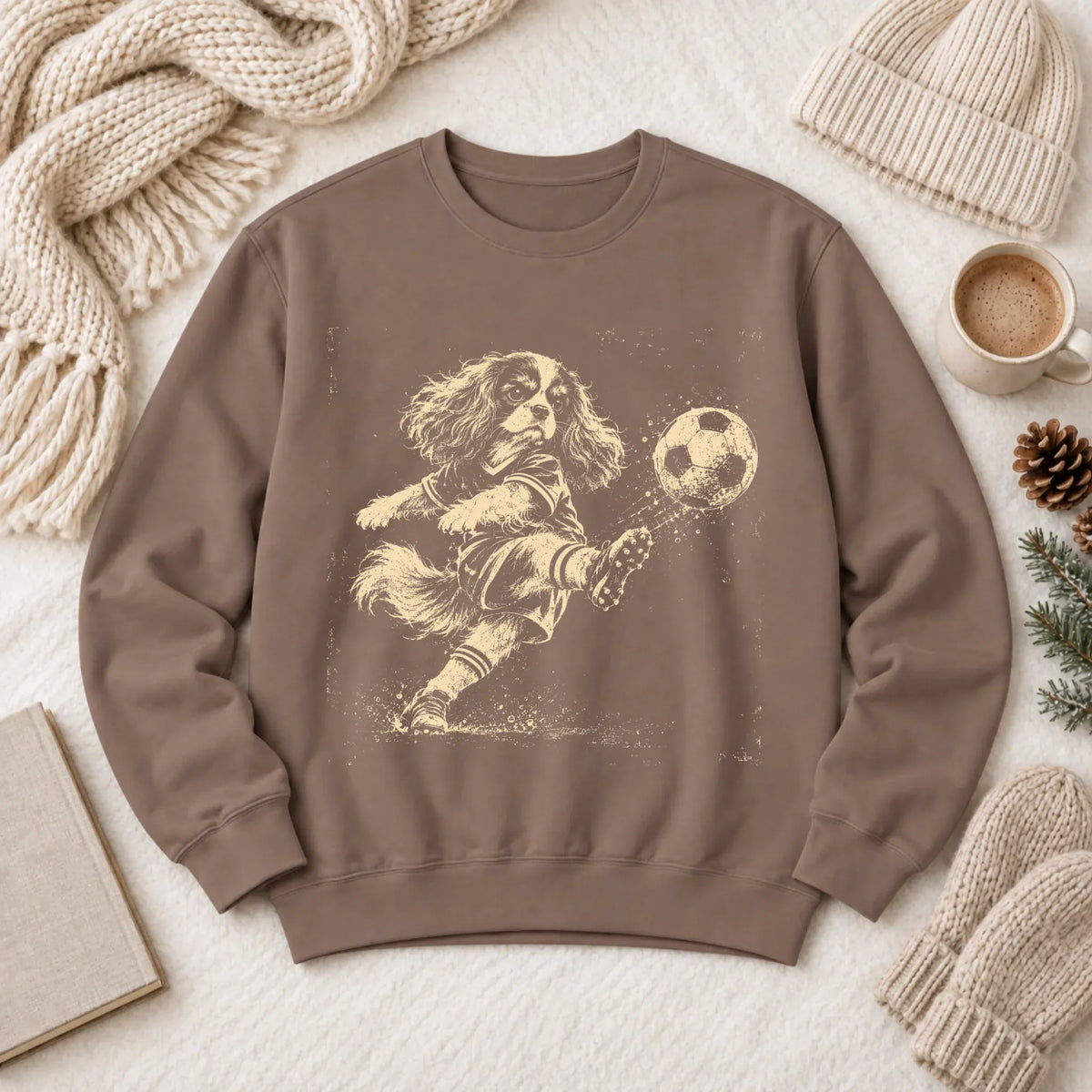 Cavalier King Charles Soccer Ball Unisex Sweatshirt Espresso