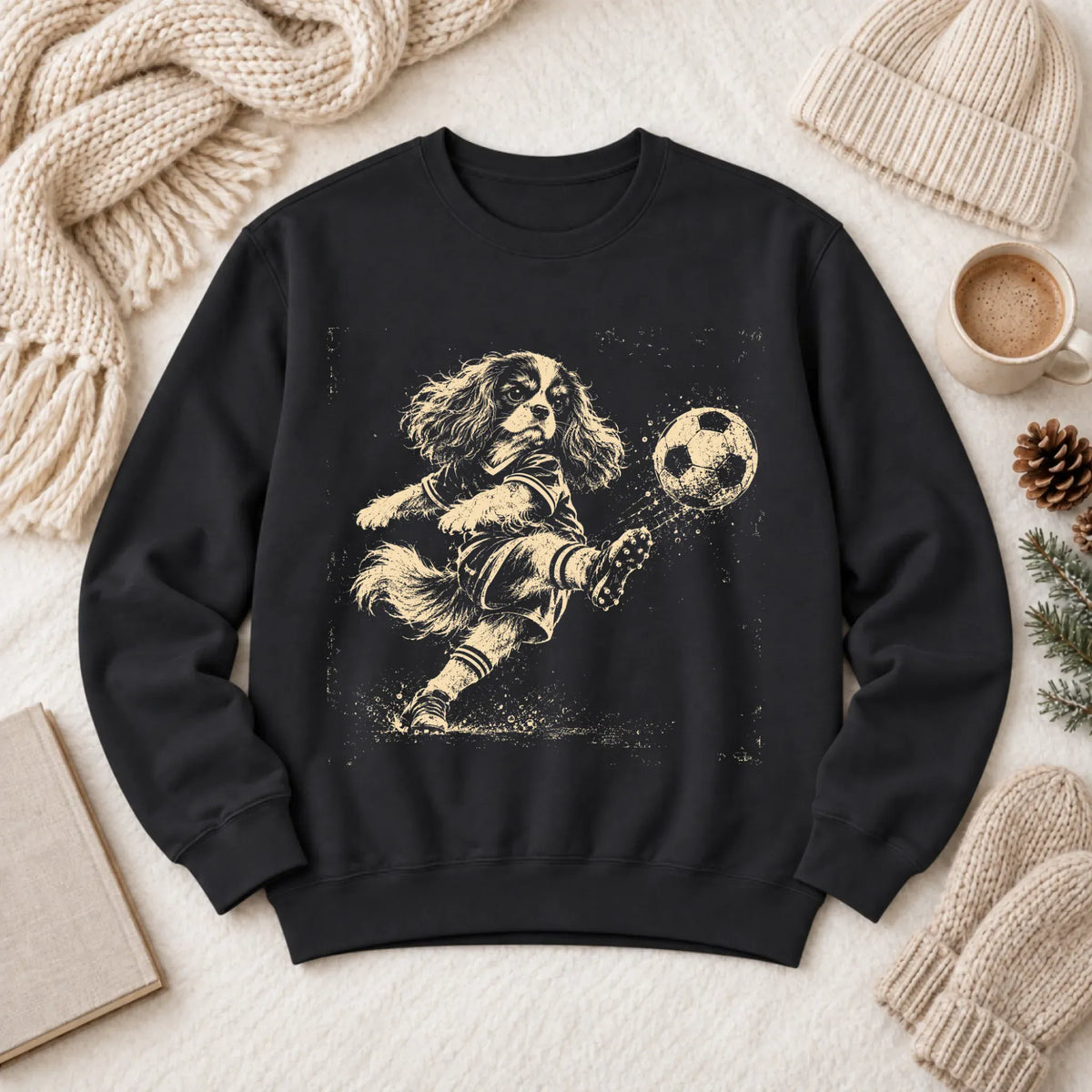 Cavalier King Charles Soccer Ball Unisex Sweatshirt Black
