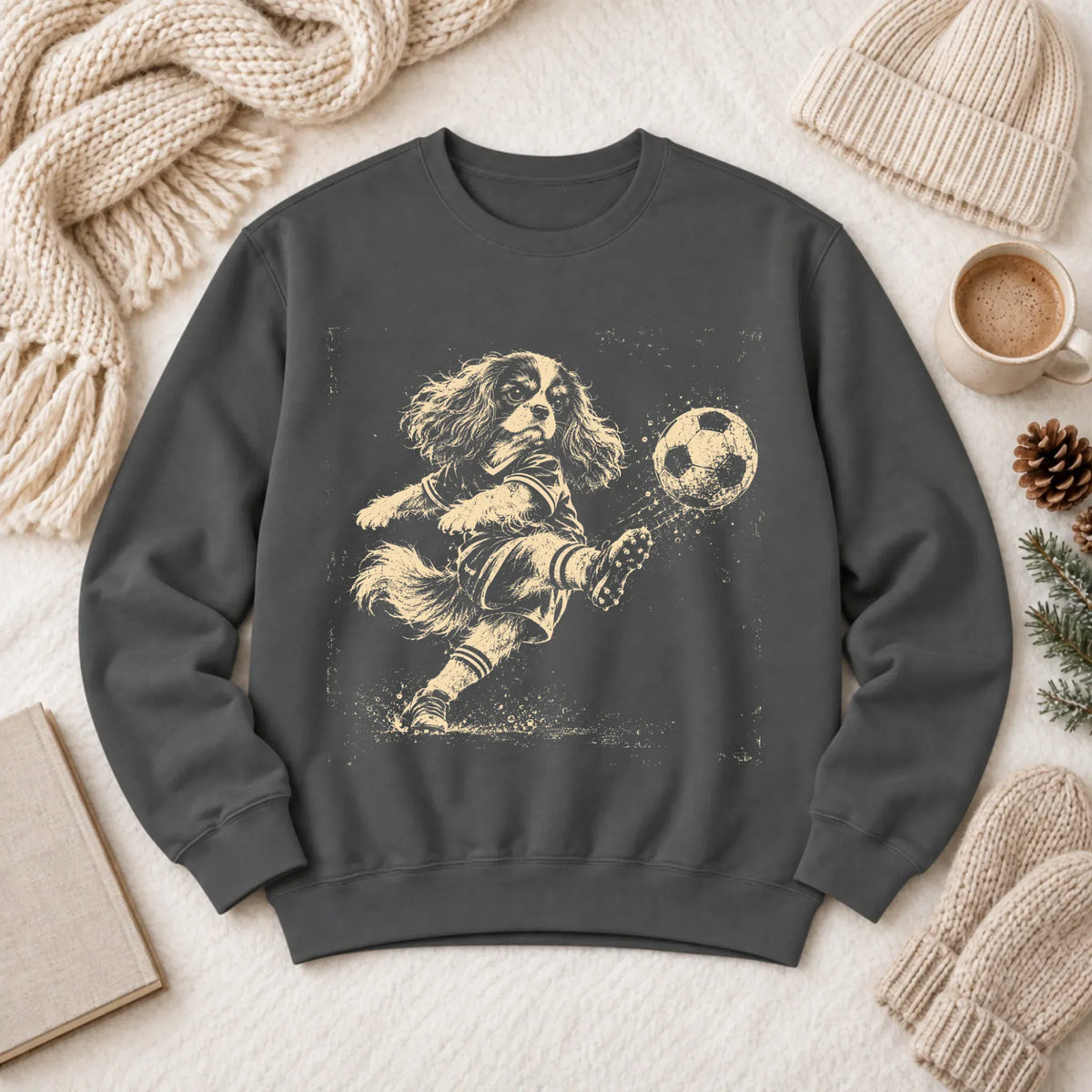 Cavalier King Charles Soccer Ball Unisex Sweatshirt Pepper