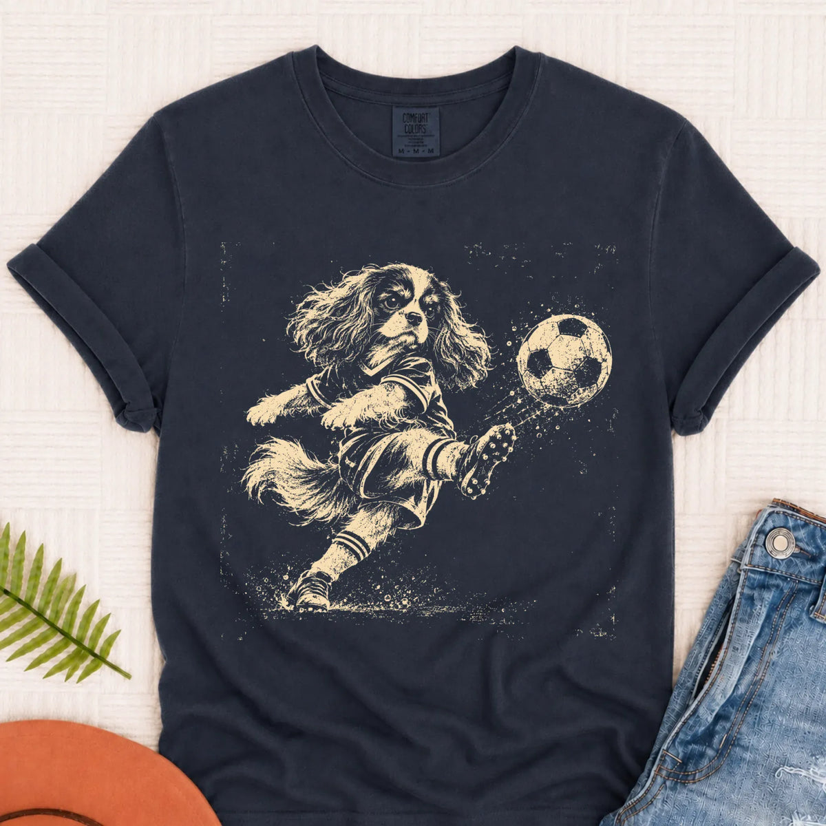 Cavalier King Charles Soccer Ball Unisex TShirt Navy