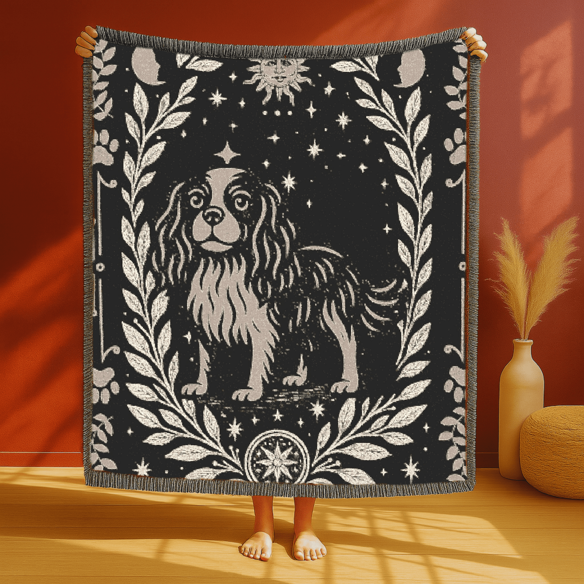 Printify Blanket Cavalier King Charles Spaniel Celestial Woven Blanket