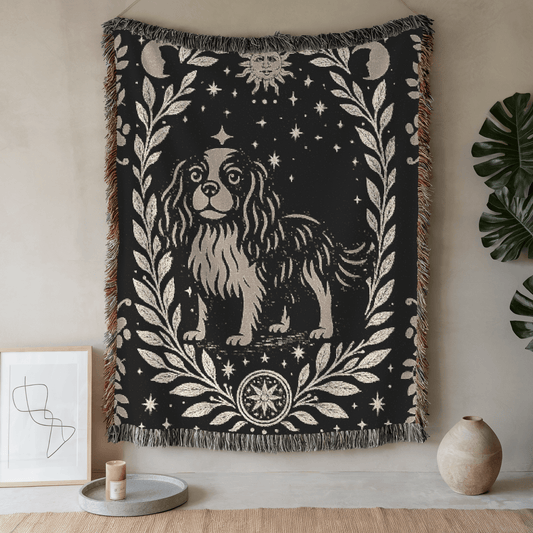 Printify Blanket 52'' × 37'' Cavalier King Charles Spaniel Celestial Woven Blanket
