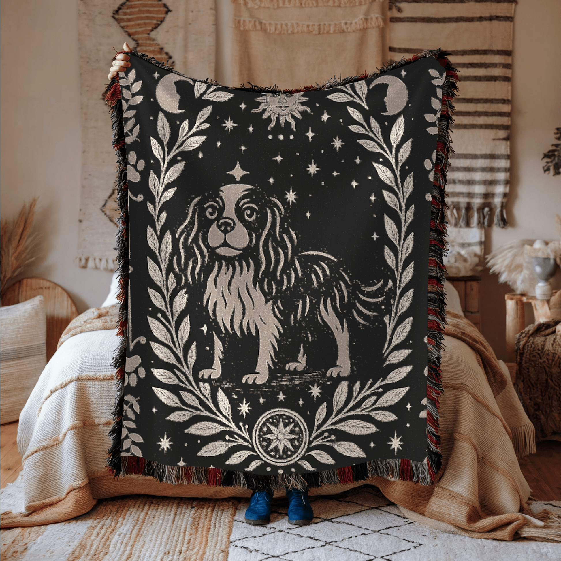 Printify Blanket Cavalier King Charles Spaniel Celestial Woven Blanket