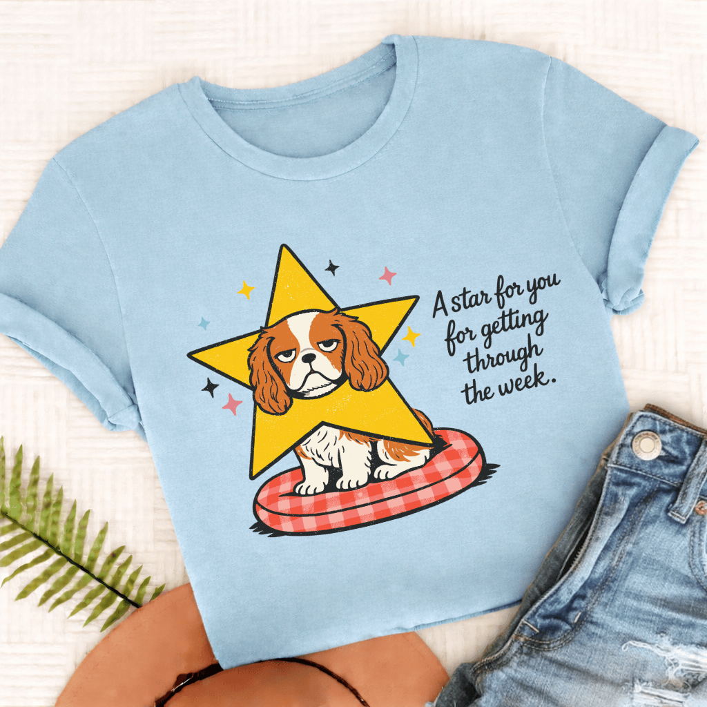Cavalier King Charles Star for You Unisex TShirt Comfort Colors Chambray