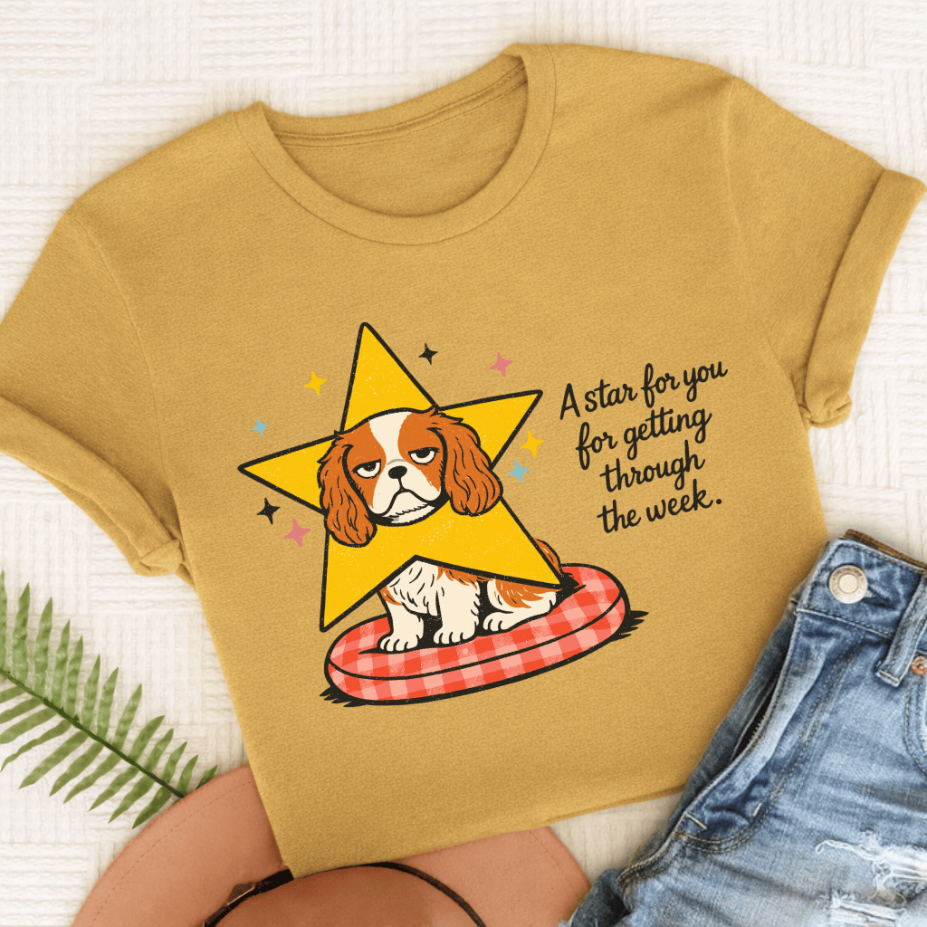 Cavalier King Charles Star for You Unisex TShirt Comfort Colors Mustard