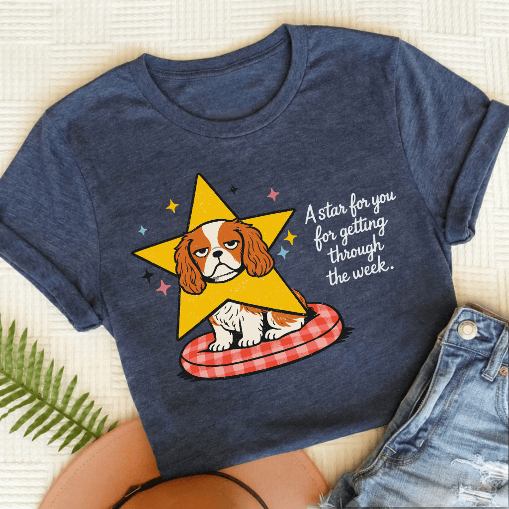 Cavalier King Charles Star for You Unisex TShirt Heather Navy