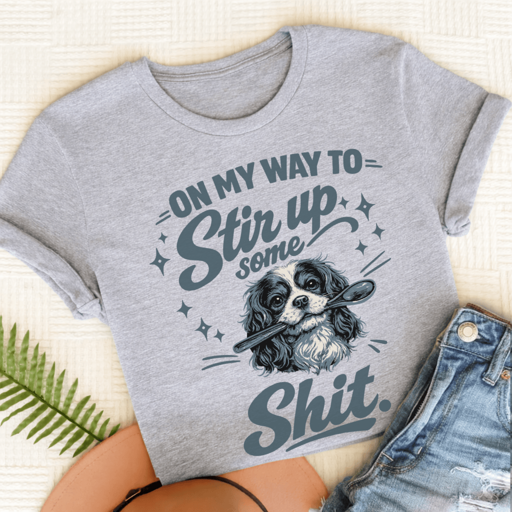 Cavalier King Charles Stir Up Unisex TShirt Sport Grey