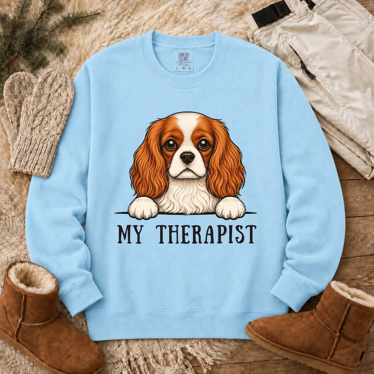 Sweatshirt Chambray / S Cavalier King Charles Therapist Unisex Sweatshirt