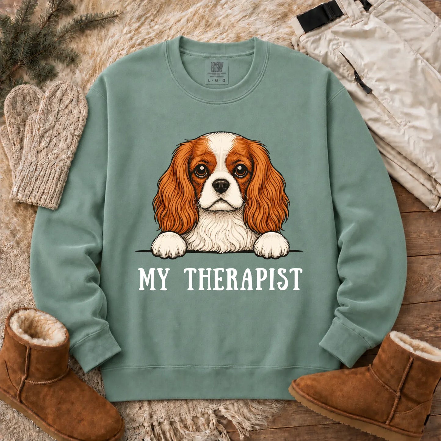 Sweatshirt Light Green / S Cavalier King Charles Therapist Unisex Sweatshirt