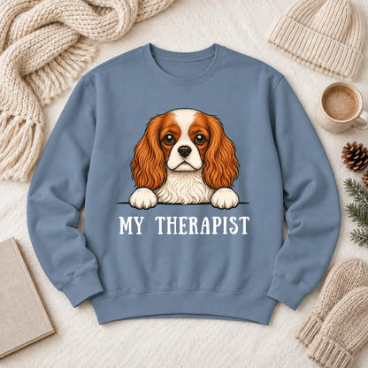 Cavalier King Charles Therapist Unisex Sweatshirt Blue Jean