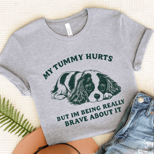 Cavalier Tummy Hurts Funny Unisex TShirt Athletic Heather