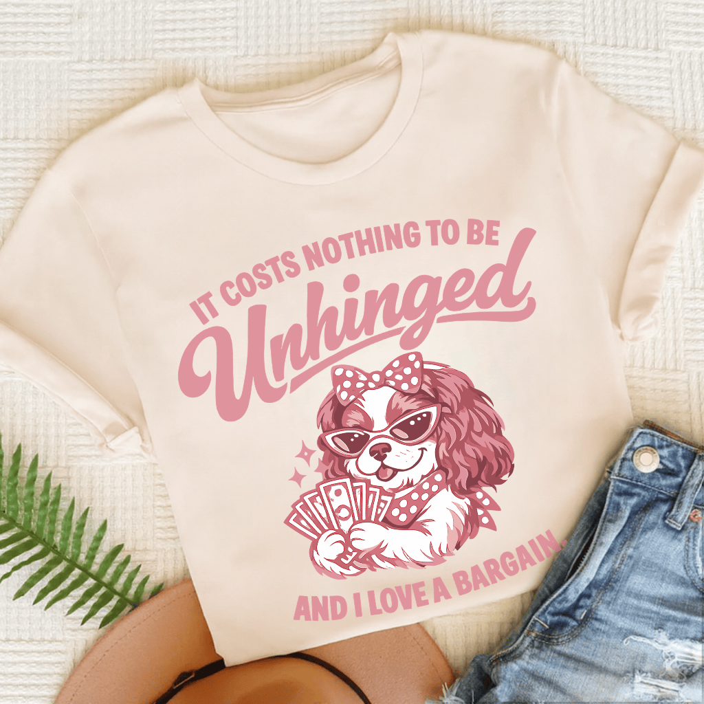 Cavalier King Charles Unhinged Unisex TShirt Natural