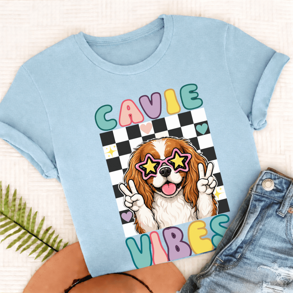 Cavalier King Charles Vibes Unisex TShirt Comfort Colors Chambray
