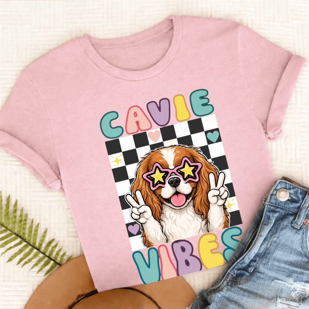 Cavalier King Charles Vibes Unisex TShirt Comfort Colors Blossom