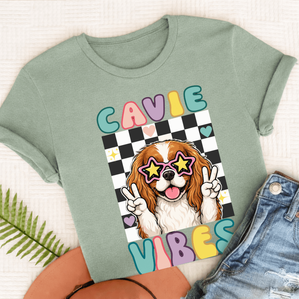 Cavalier King Charles Vibes Unisex TShirt Comfort Colors Bay