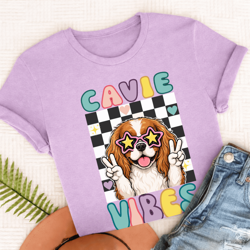 Cavalier King Charles Vibes Unisex TShirt Comfort Colors Orchid