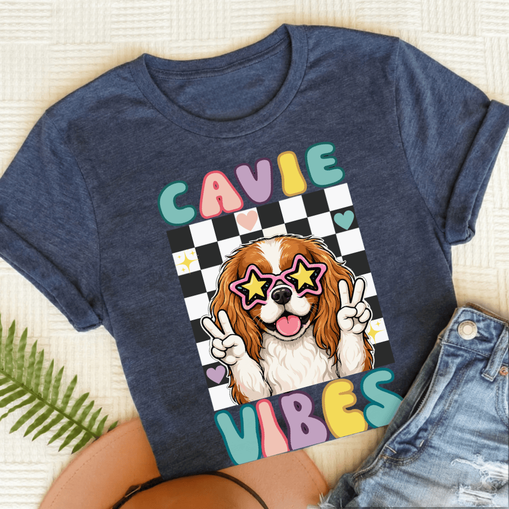 Cavalier King Charles Vibes Unisex TShirt Heather Navy