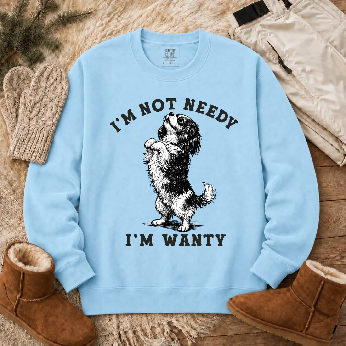 Cavalier King Charles Wanty Unisex Sweatshirt Chambray
