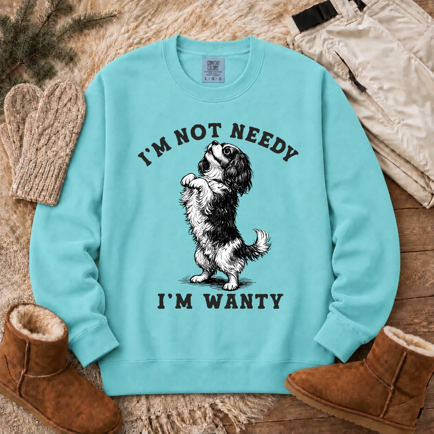 Cavalier King Charles Wanty Unisex Sweatshirt Chalky Mint