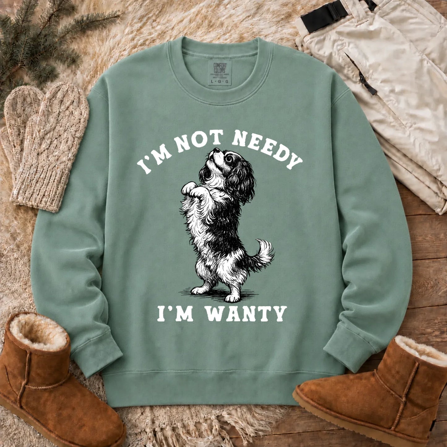 Cavalier King Charles Wanty Unisex Sweatshirt Light Green