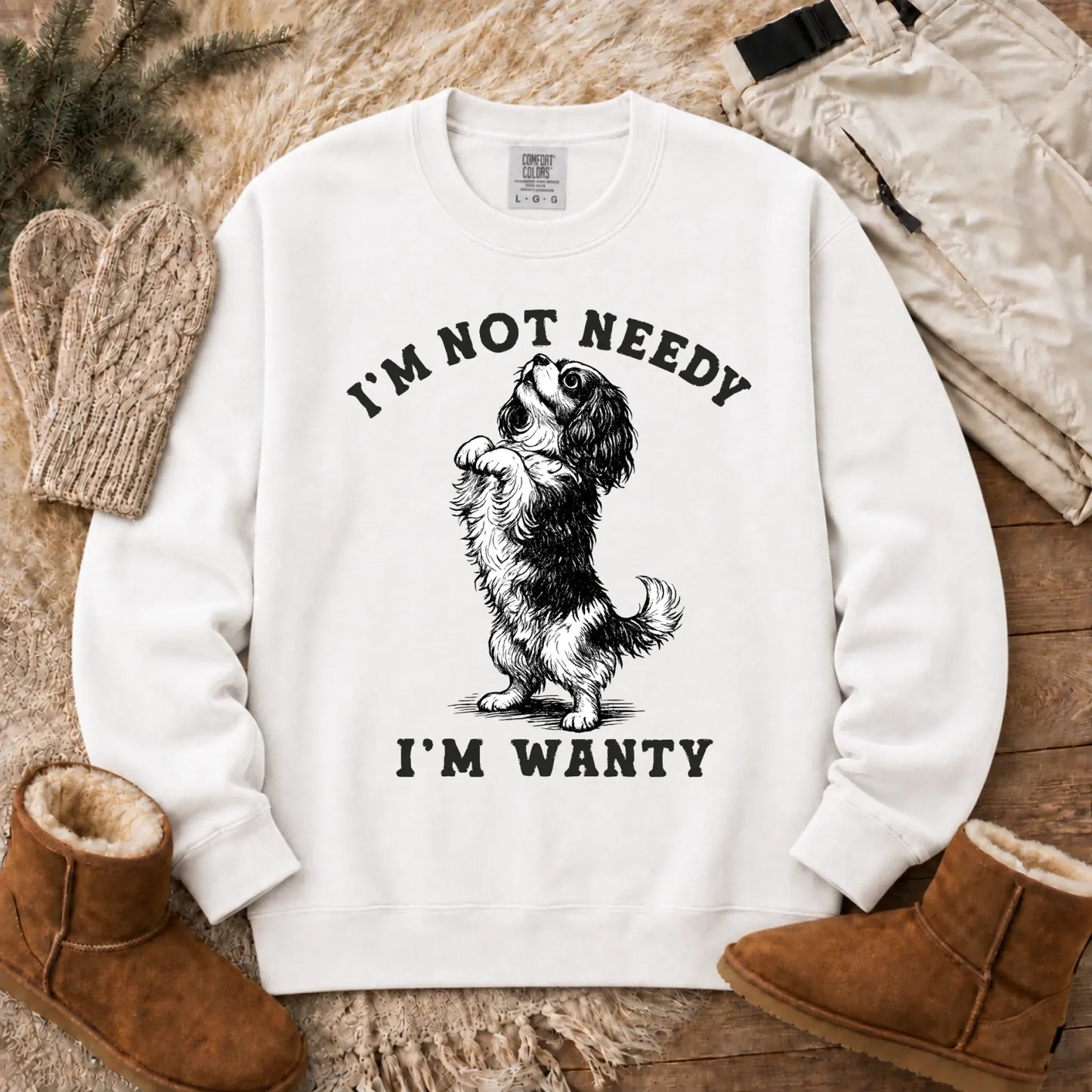 Cavalier King Charles Wanty Unisex Sweatshirt White