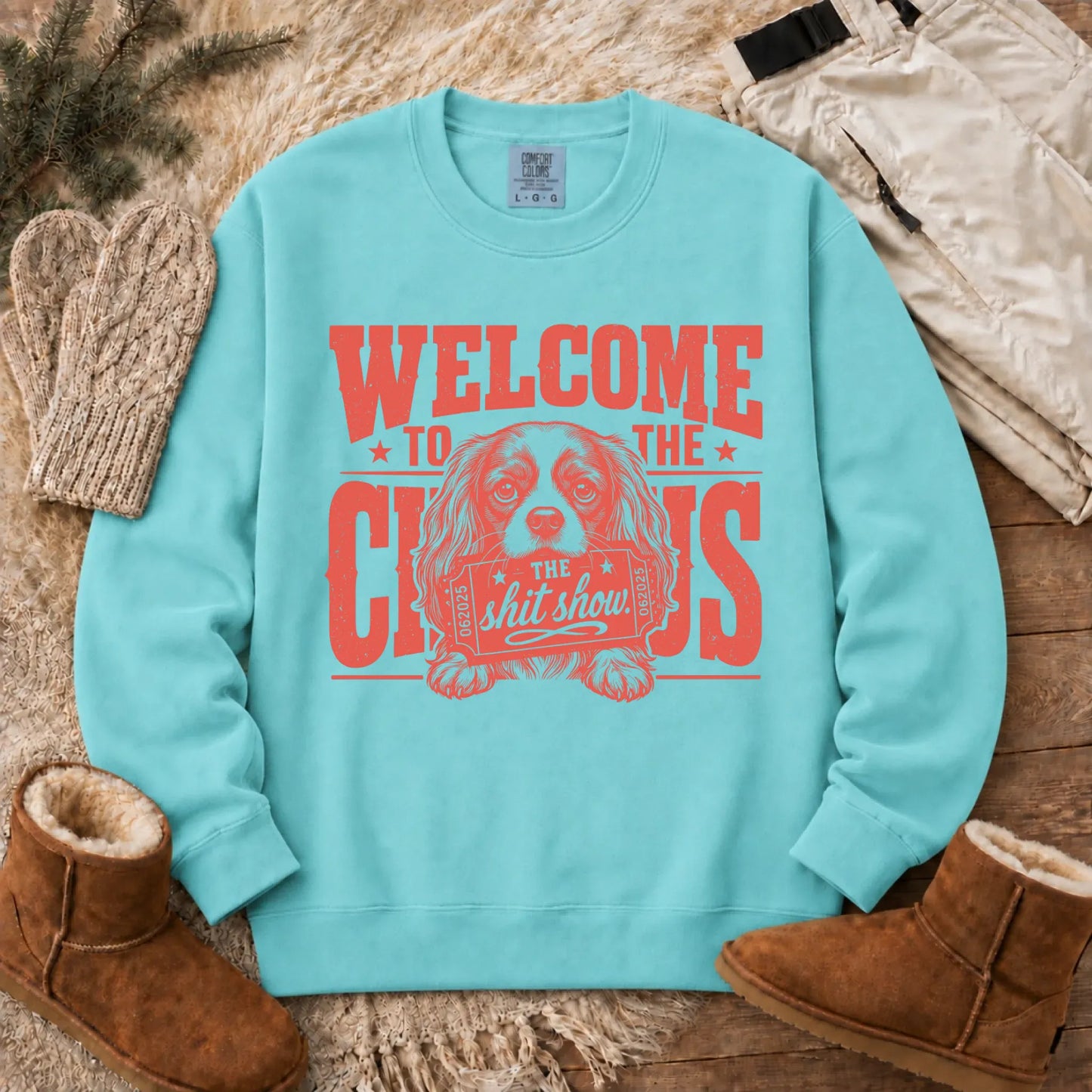 Sweatshirt Chalky Mint / S Cavalier King Charles Welcome Circus Unisex Sweatshirts