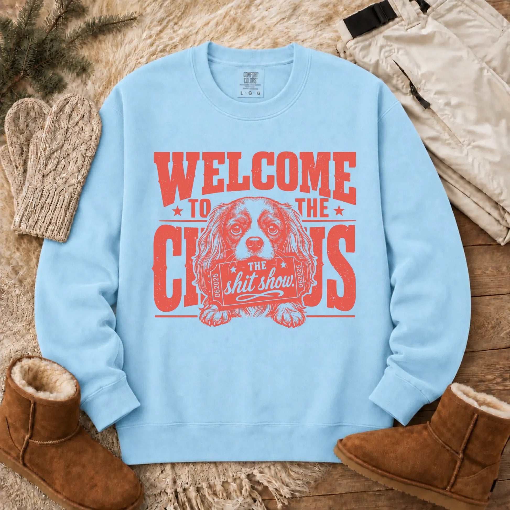 Sweatshirt Chambray / S Cavalier King Charles Welcome Circus Unisex Sweatshirts