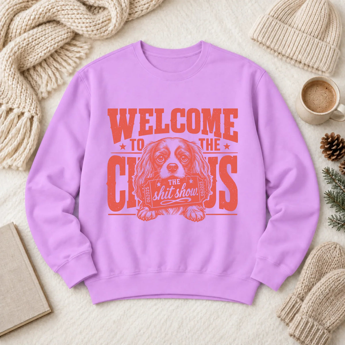Cavalier King Charles Welcome Circus Unisex Sweatshirts 1466 LW Sweatshirt Light Neon Violet