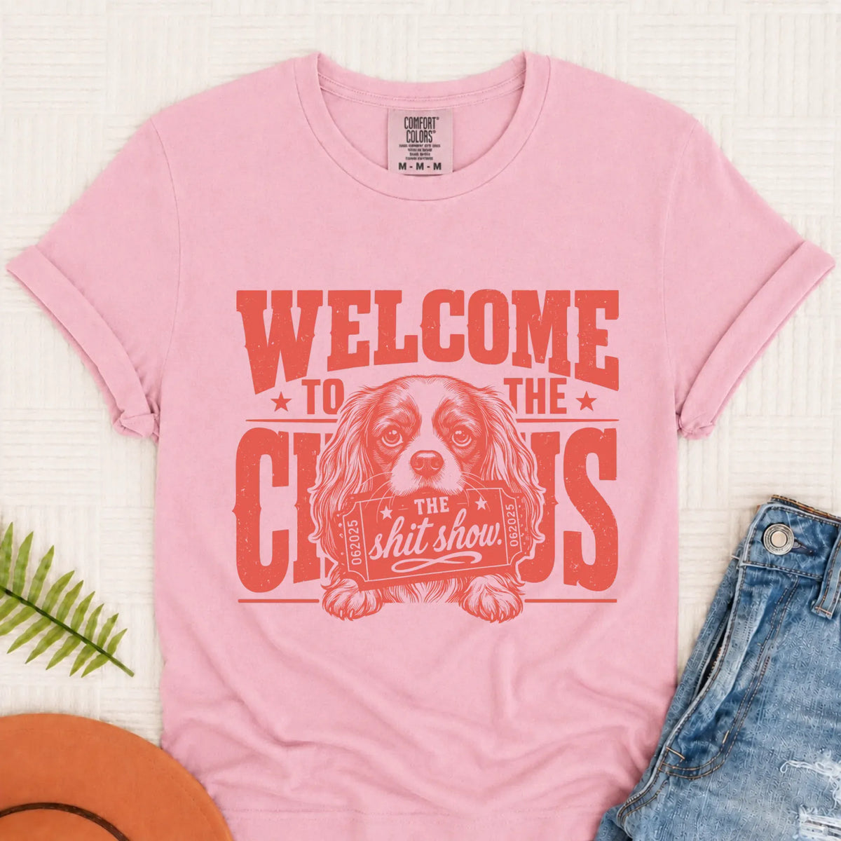 Cavalier King Charles Welcome Circus Unisex TShirt Blossom