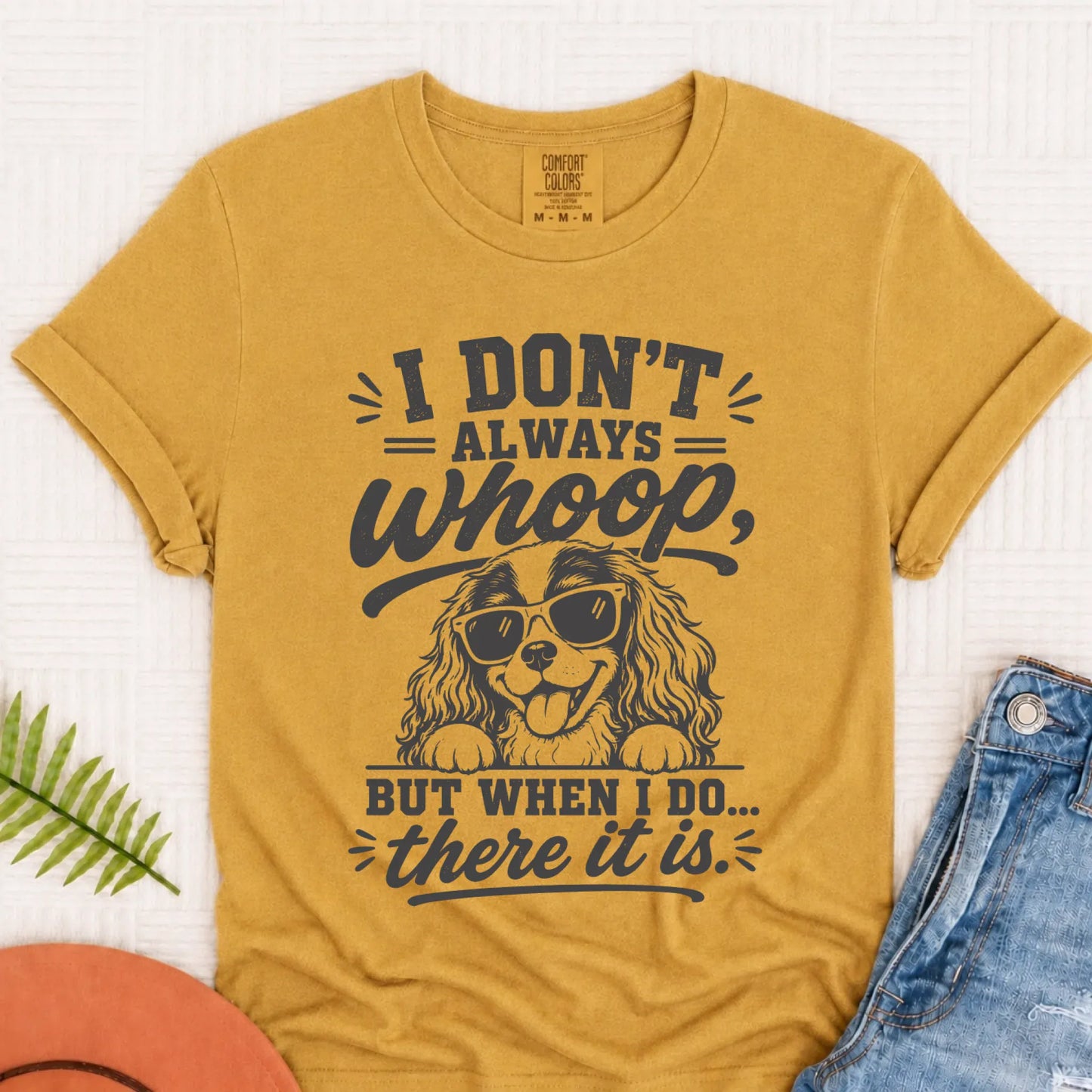 Cavalier King Charles Whoop Unisex TShirt Mustard
