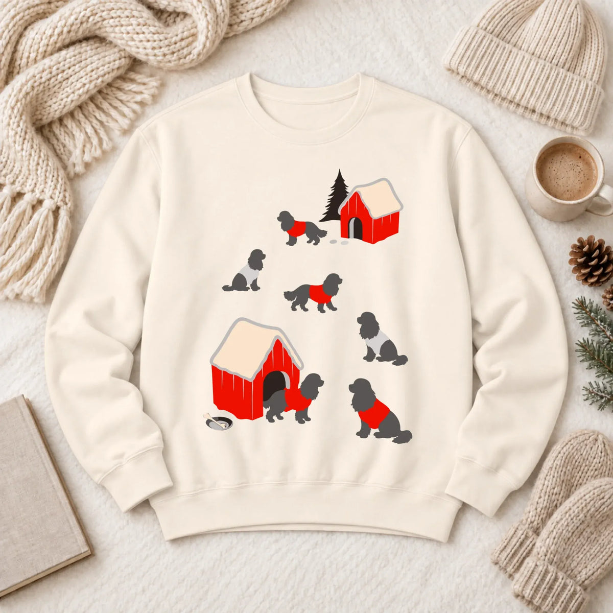 Cavalier King Charles Winter Snow Play Unisex Sweatshirt Ivory