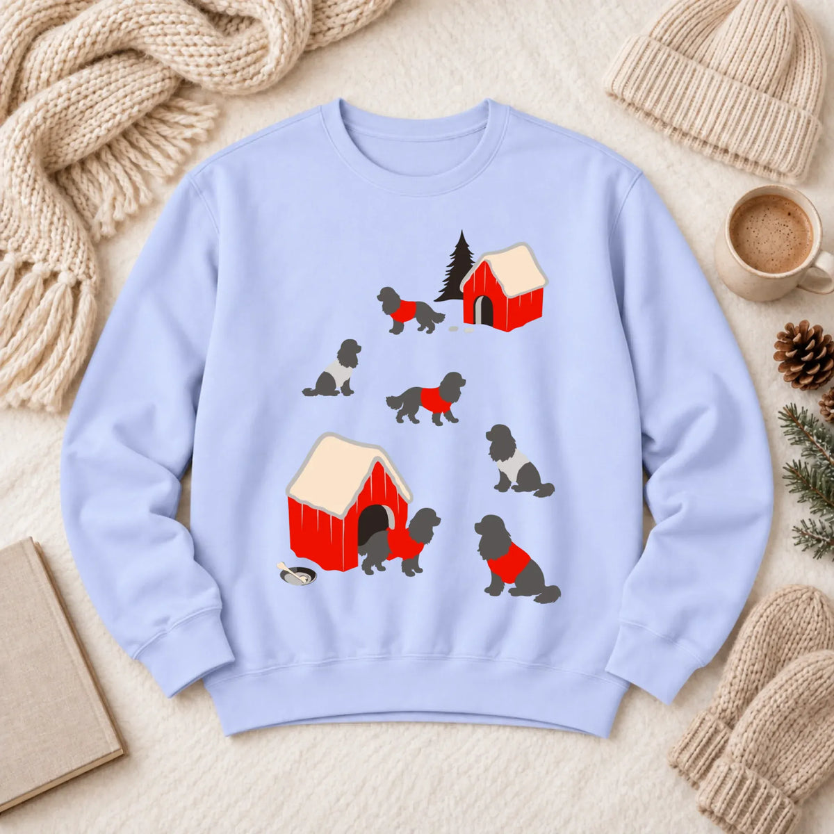 Cavalier King Charles Winter Snow Play Unisex Sweatshirt Hydrangea