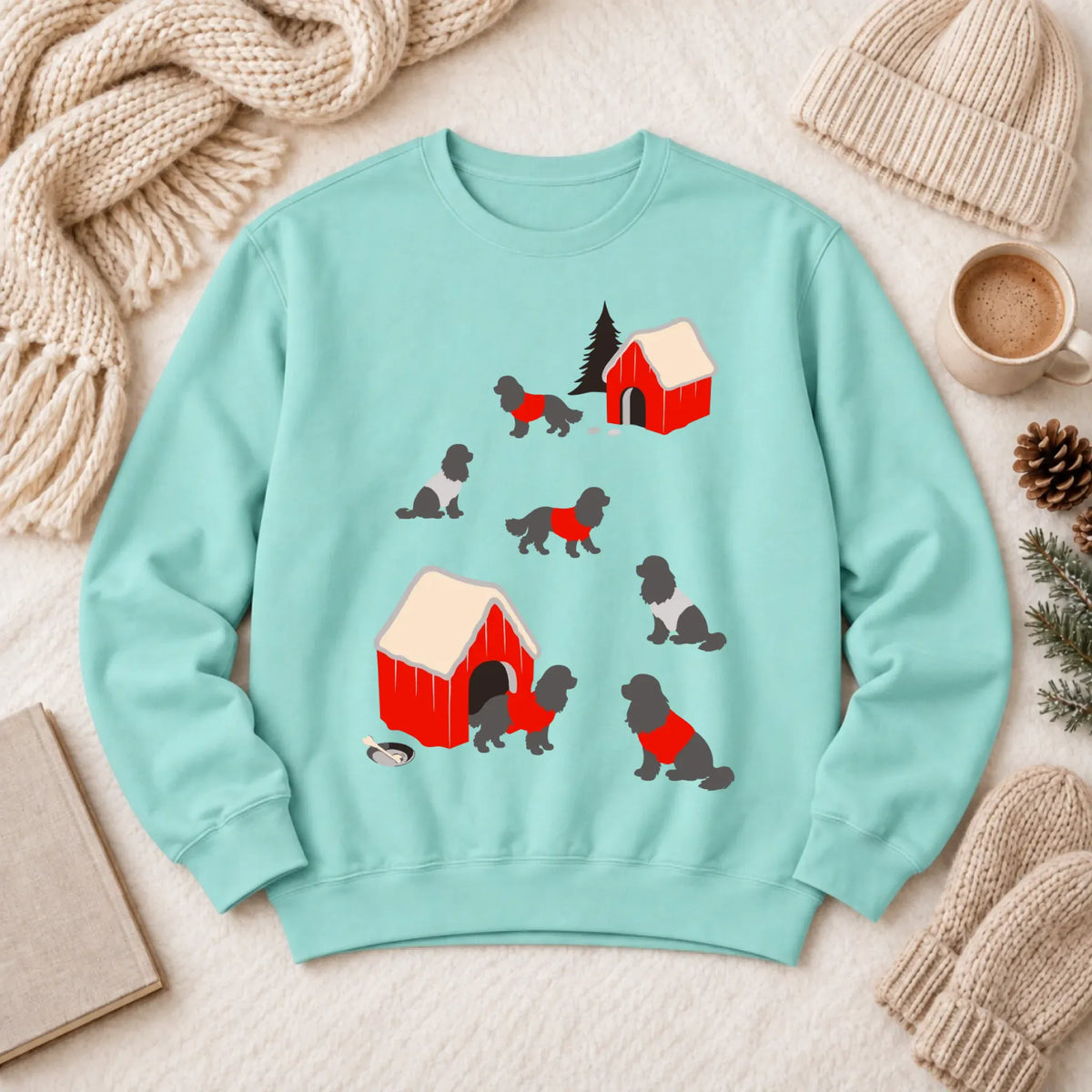 Cavalier King Charles Winter Snow Play Unisex Sweatshirt Chalky Mint